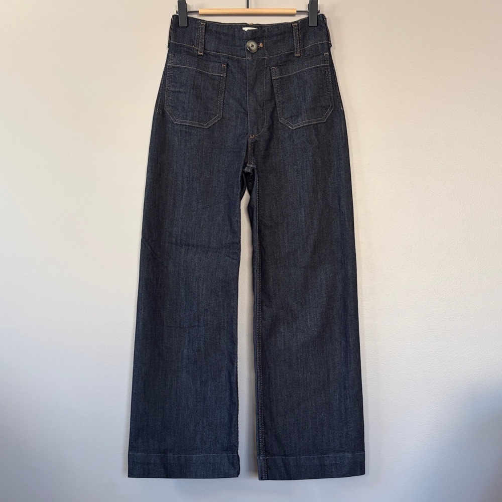 Anthropologie Maeve The Colette Wide Leg Jeans Size 24 Dark‎ Denim Rinse - Picture 2 of 13